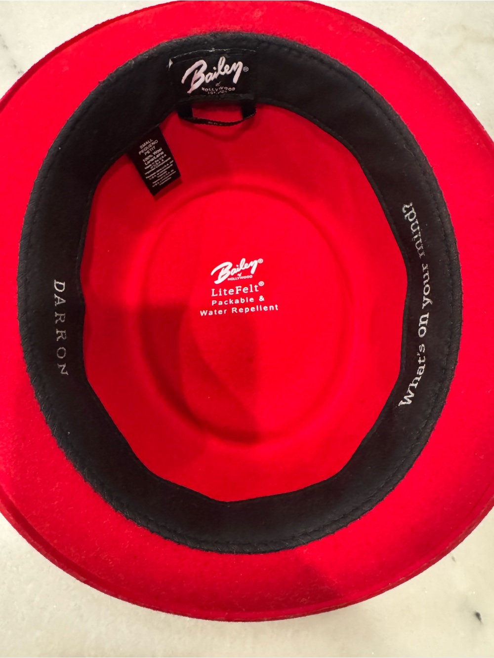 Red Wool Felt Pork Pie Hat with Black Band - Picture 8 of 9